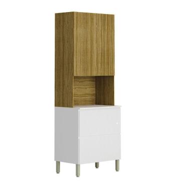 Imagem de Armário De Cozinha Paneleiro Com Nicho 3 Portas 1 Gaveta Madeirado Branco Art Kit´s Paraná Freijo