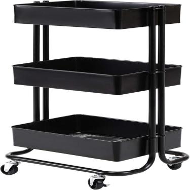 Imagem de Carrinho Multiuso Com 3 Prateleiras Em Aço – Organização E Estilo Para Qualquer Ambiente