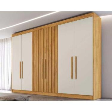 Imagem de Guarda Roupa Casal Potente 6 Portas C/ 2 Ripados E 6 Gavetas Peroba/off White - Europa