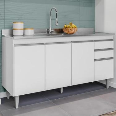 Imagem de Balcao Pia 150 cm 4P 2G BP Ayla Eratto Moveis - Milani Store, Branco