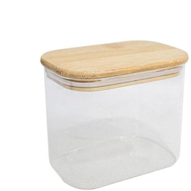 Imagem de Pote Vidro Retangular 640Ml Tampa Hermética Bambu - Fu Xing