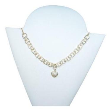 Imagem de Colar Corrente Pedra Zirconia Coração Semijoia Presente - De Castro Jo