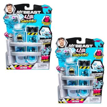 Imagem de Kit 2 Tubo de Ensaio com 5 Mini Bonecos Swarms MrBeast Lab