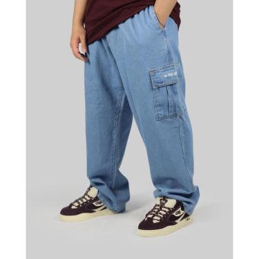 Imagem de Calça DR7 Street Jeans Cargo Logo Hidrante Stamped - Azul Claro-Unissex