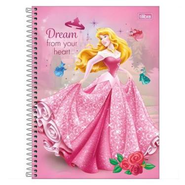Imagem de Caderno Espiral Universitário Princesas Disney FIT 1 Matéria 80 Folhas