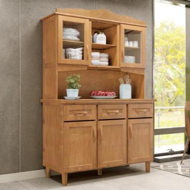 Imagem de Armário Para Cozinha Brasil 5 Portas 3 Gavetas Freijó Madeira Maciça C