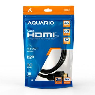 Imagem de Cabo Hdmi Aquario 4k02 4k Macho X Macho 2.0 2m