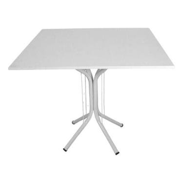 Imagem de Mesa Jantar 70cm Quadrada Base Isa Metálica Escrivaninha Sala Estar Co