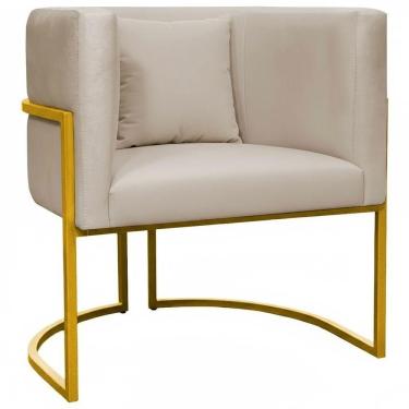 Imagem de Poltrona / Cadeira Luna Base Metalica Smf Decor Cor:bege