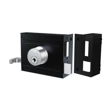 Imagem de Fechadura Stam 1701/100 Portão Sobrepor Tetra com 4 Chaves Preto Fosco