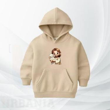 Imagem de Moletom Infantil Canguru com Ovelhinha Blusa moleton com Capuz Flanelada Confortável-Unissex