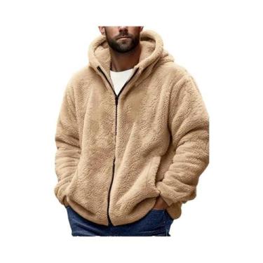 Imagem de Jaqueta Masculina De Moletom Grosso Com Capuz De Lã Coral Quente Com Z