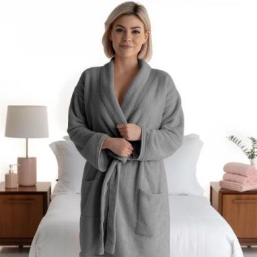 Imagem de Roupão Adulto GG com Bolso Manta Flannel - MORADA DOS ENXOVAIS, Cinza