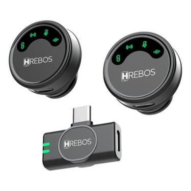 Imagem de Microfone Lapela Sem Fio Profissional Duplo Tipo C Hrebos Preto