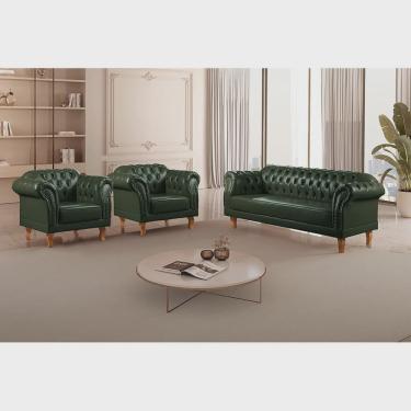 Imagem de Conjunto Sofá e Poltronas Chesterfield Duque Verde