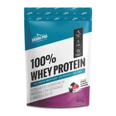 Imagem de 100% Whey Protein - 900g Refil Iogurte de Frutas Vermelhas - Shark Pro-Masculino