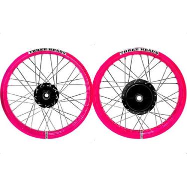Imagem de Par Roda Aro Three Heads Rosa 4mm Titan Fan 150 160 Disco