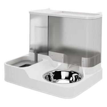 Imagem de Bebedouro e Comedouro Gravidade Transparente - - Pet For You, Cinza