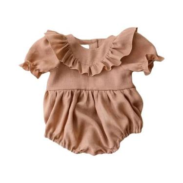 Imagem de Macacão De Verão Em Linho E Algodão Para Bebê Menina, Playsuit De Uma 