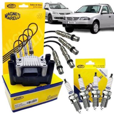 Imagem de Kit Cabo + Bobina + Velas Saveiro G4 G5 1.6 8V Flex Original - MAGNETI