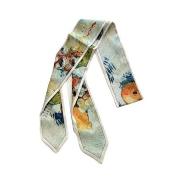 Imagem de Faixa De Cabelo Feminina Vintage De Cetim Com Estampa Floral E Laço Lo