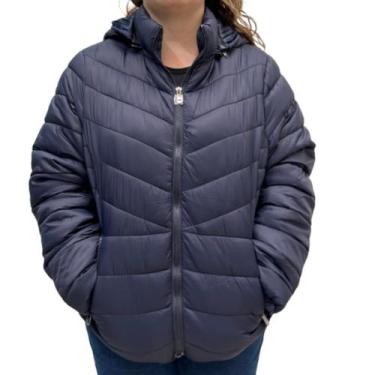 Imagem de Jaqueta feminina plus size city lady puffer nylon 628037, Azul escuro,