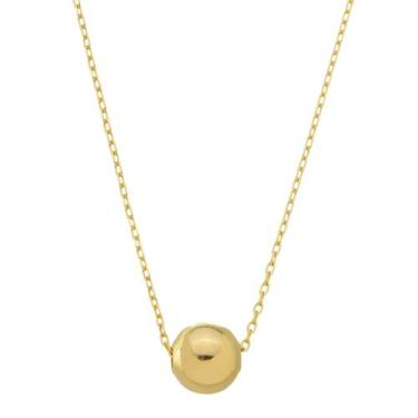 Imagem de Colar M com Pingente de Bola Lisa Banhado em Ouro 18K - Syrena Joias