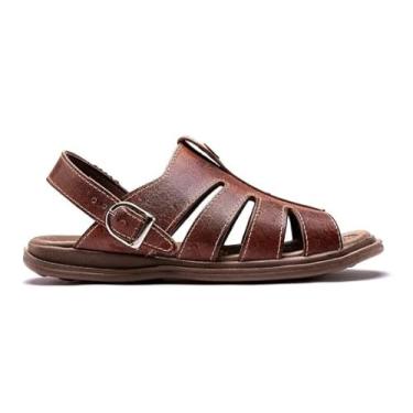 Imagem de Sandália Masculina de Couro Ortopedico Chinelo Estilo Franciscano Confortavel (PINHÃO, BR, Adulto, Numérico, 37)