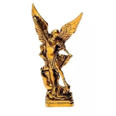 Imagem de Enfeite Religioso São Miguel Arcanjo Metal Dourado ou Prateado Auto Co