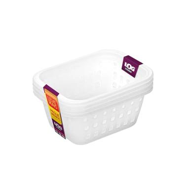 Imagem de Ordene - Conjunto com 4 Cestos Plástico Organizador Pequeno de 1,4​​ Litros, Cor Cristal, Linha Log
