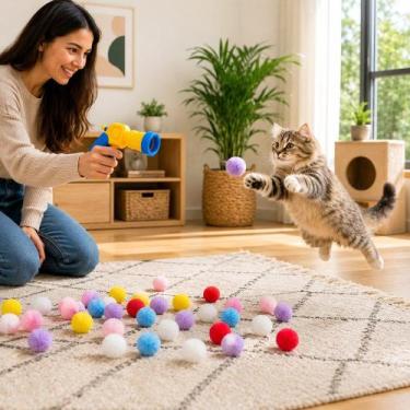 Imagem de Arminha Disparo 20 Bolinhas para Pets Sortida Brinquedo Interativo Cac
