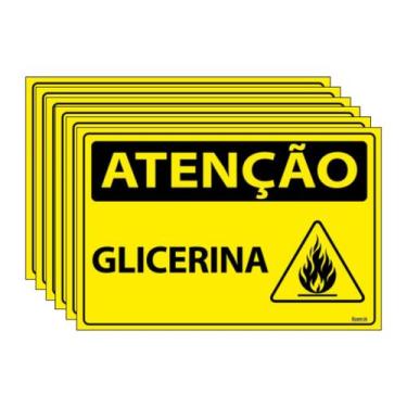 Imagem de Combo 6 Placas De Sinalização Atenção Glicerina 30x20 Ecom IA - SA74 F