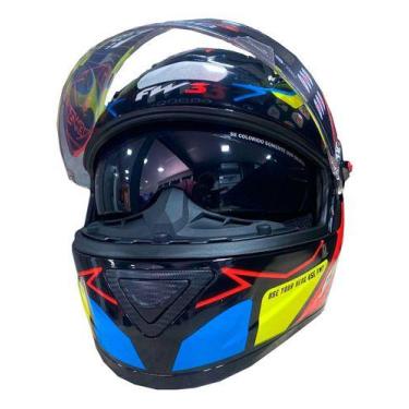 Imagem de Capacete fw3 gtx 43 amarelo e azul 58 - Fw3 Capacetes