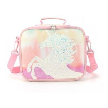 Imagem de Lancheira Unicornio Tie dye Infantil Menina Escolar Glitter - Luxcel, 