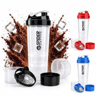 Imagem de Coqueteleira 3 Andares Garrafa Shaker Academia Suplementos Whey Shakei