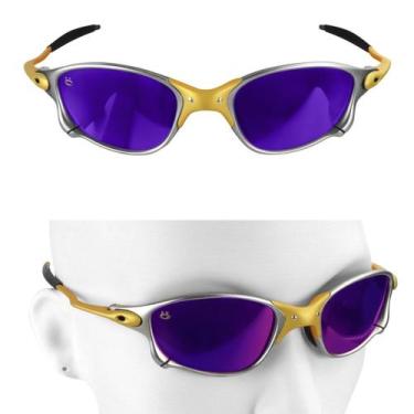 Imagem de Oculos Sol Lupa Masculino Metal Proteção Praia UV + Case lente espelha