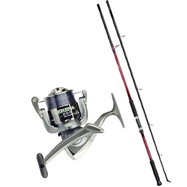 Imagem de Kit Molinete Pesca Serena 5000 com Linha e Vara Solara 2,10m 2 Partes até 12kg Vermelho