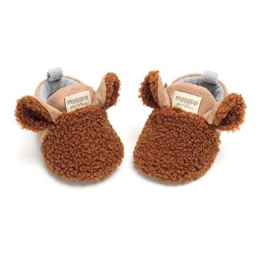 Imagem de Sapatilhas para bebês meninos e meninas da CoKate de pelúcia macia com urso de pata e botas de animais infantis para berço, sapatos de inverno para casa, 01#brown, 6-12 Months Infant
