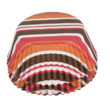 Imagem de Fox Run Taças listradas, 50, rosa laranja e marrom