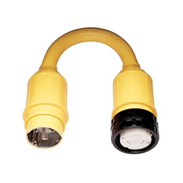 Imagem de Marinco Adaptador de rabo elétrico marinho 123A (50-Amp 125/250-Volt macho de trava para fêmea de 50-Amp 125-Volt com sistema de colar de vedação, amarelo)