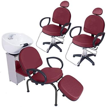 Imagem de Kit 2 Poltronas Cadeira Recl e Lavatório Salão Beleza Roma