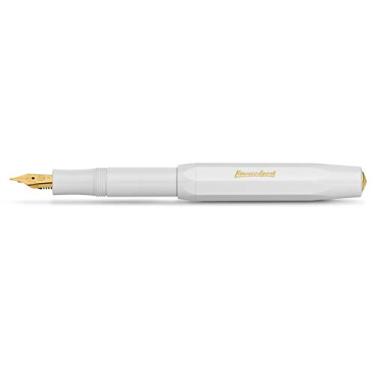 Imagem de Kaweco Caneta-tinteiro CLASSIC SPORT branca com ponta de aço banhado a ouro de 23 quilates e ponta de irídio para cartuchos de tinta I Sport Caneta-tinteiro 13 cm I Nib: EF (extra fina)