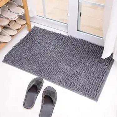 Imagem de Tapete de banheiro de chenille luxuoso, tapete de banho antiderrapante absorvente de água macio tapetes de microfibra Shagggy lavável à máquina, tapete pequeno extragrosso para o chão do chuveiro 16 x 24 polegadas/40 x 60 cm