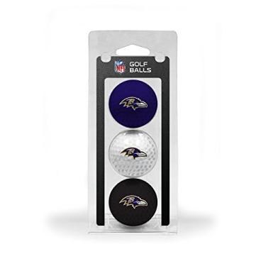 Imagem de Team Golf Bolas de golfe NFL Baltimore Ravens tamanho regulamentado, pacote com 3, impressão colorida e durável do time