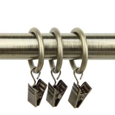 Imagem de Rod Desyne Anéis de cortina de 1 polegada com clipe para janelas, latão antigo
