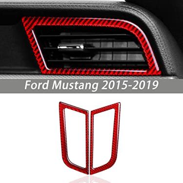 Imagem de FINMOKAL Guarnição Da Tampa Da Saída De Ar Lateral De Fibra De Carbono Vermelha Para Ford Mustang 2015-2019