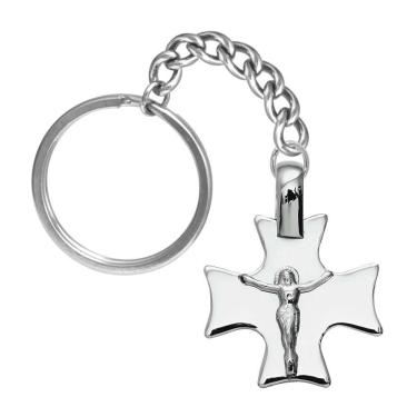Imagem de Chaveiro Aço Cruz Quadrada com Cristo 27x27mm