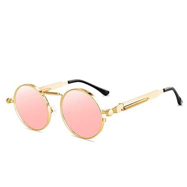 Imagem de Óculos de sol vintage estilo punk masculino retrô redondo armação de metal feminino óculos de sol moda óculos de sol gafas sol mujer UV400,C4,A