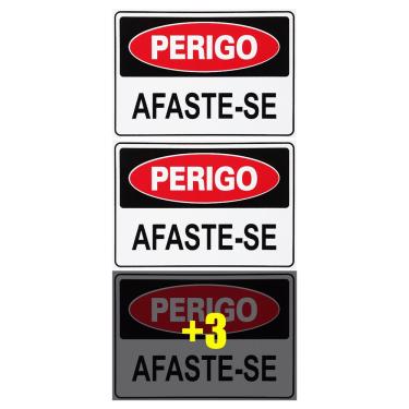 Imagem de Combo 6 Placas De Sinalização Perigo Afaste-se 30x20 Acesso - S-218/1 F9e
