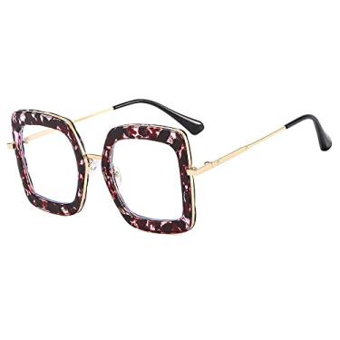 Imagem de Óculos vintage feminino masculino anti azul claro quadrado óculos transparente armação de óculos lente transparente armação, 7, tamanho único